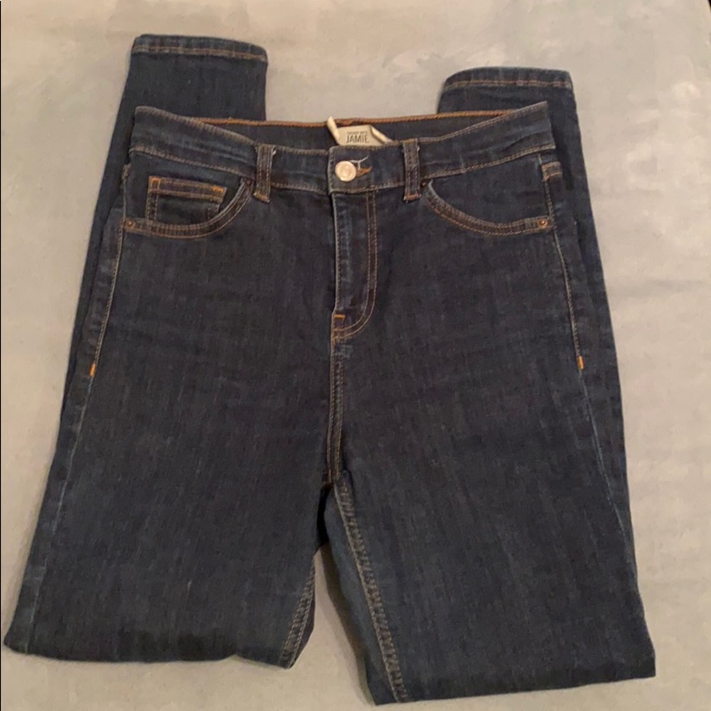 Topshop Jamie Moto Skinny Blue Jeans